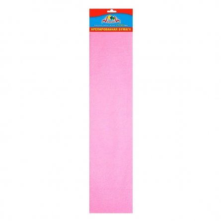 Бумага крепированная Апплика, 50х250 см, плотность 28 г/м2, 1 рулон, 1 цвет фламинго, пакет с европодвесом фото 1