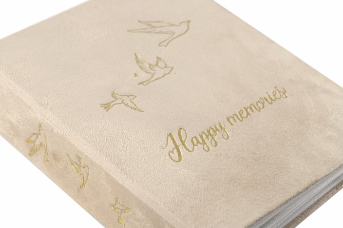 Фотоальбом, Alingar, 21,5 х 22,5 х 5 см, "Happy memories", 50 листов, бежевый, для 200 фото формата 10х15 см, текстура бархат, картонная коробка фото 4