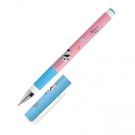 Ручка масляная LOREX "ILLEGALLY CUTE PANDA", DOUBLE Soft, 0,7 мм, синяя, игольч.метал. наконечник, резиновый грип, круглый, цветной пластиковый корпус фото 3