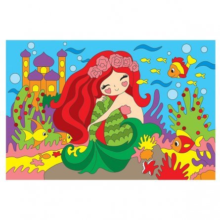 Картина по номерам Рыжий кот, 20х30 см, с акриловыми красками, холст, "Милая русалка" фото 1