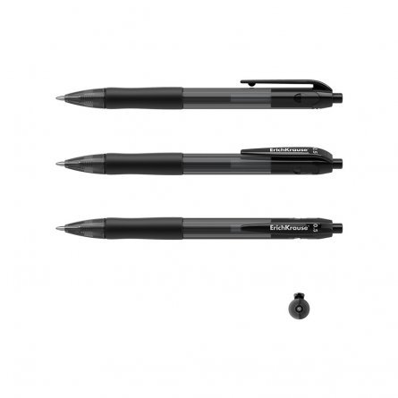 Ручка гелевая автоматическая Erich Krause "Smart-Gel", 0,4 мм, черная,  резин. грип, полупрозрачный круглый корпус, в уп. 12 шт., картонная упаковка фото 2