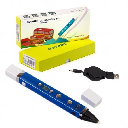 Ручка 3D Myriwell RP100C, ABS/PLA, синяя, картонная упаковка фото 1