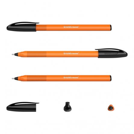 Ручка шариковая Erich Krause"U-108 Orange Stick 1.0, Ultra Glide Technology", 1.0мм, черная, шестигранный, оранжевый, пластик. корпус, картонная упак. фото 2