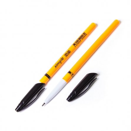 Ручка шариковая Alingar "Simple", 1 мм, черная, игольчатый наконечник, круглый, оранжевый, пластиковый корпус, картонная упаковка фото 1