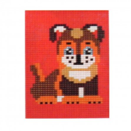 Алмазная мозаика Рыжий кот, на подрамнике, с полным заполнением, (блест.), 10х15 см, 10 цветов, "Щенок" фото 1