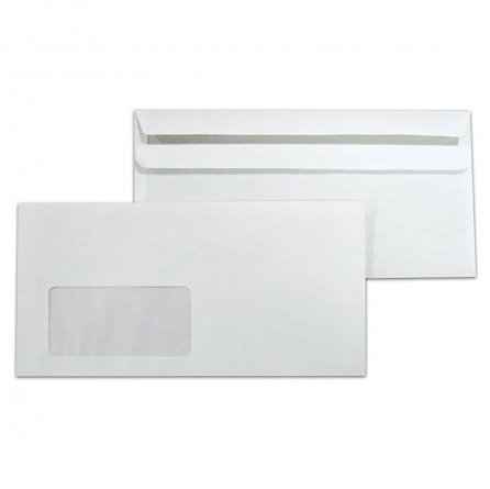 Конверт почтовый DL/O (110*220 мм), белый, прямоугольный клапан, окно справа, декстрин, Ряжская печатная фабрика фото 1