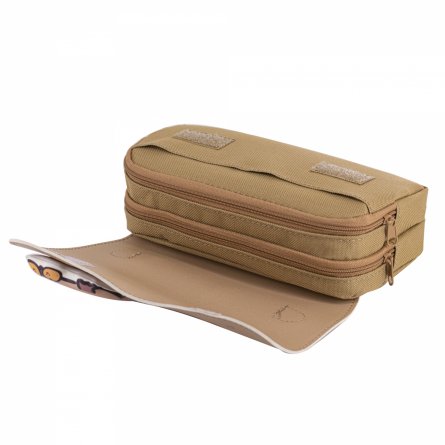 Пенал - косметичка Alingar, ПВХ/ткань, молния, 2 отделения, боковой карман, липучка, ручка, 190 х 80 х 50 мм, "CAPYBARA", бежевый, европодвес фото 3