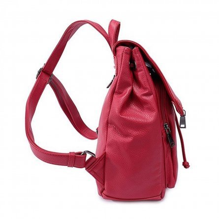 Рюкзак женский, 1 отделение, 27х29х15 см, GRIZZLY, экокожа, два кармана, красный фото 2