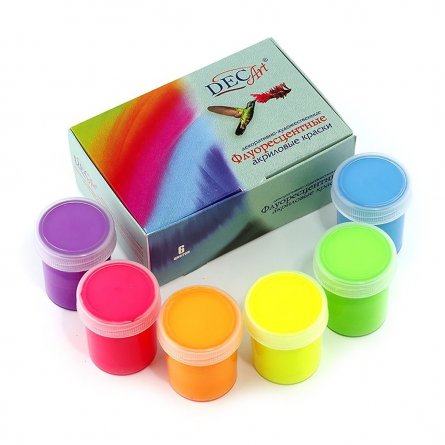 Краски акриловые Экспоприбор,6 цветов, 40 мл.,картонная упаковка "Флуорисцентные" фото 1