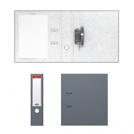 Папка-регистратор с арочным механизмом разборная, ErichKrause "Granite" А4, 285х315х70 мм, серый фото 2