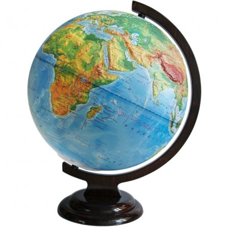 Глобус физический Глобусный мир, 320 мм, рельефный,  на деревянной подставке фото 1