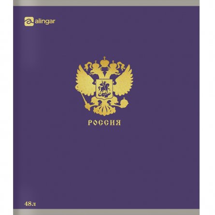 Тетрадь 48л., А5, клетка, Alingar "Россия", скрепка, мелованный  картон, блок офсет, 5 дизайнов в пленке т/у фото 3