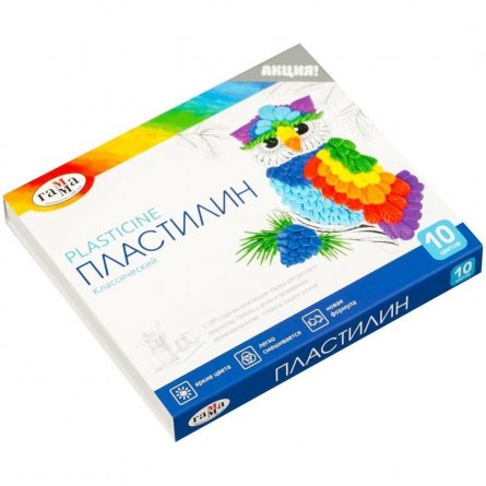 Пластилин Гамма, 10 цветов, 200 гр., со стеком, картонная упаковка, "Классический" фото 3