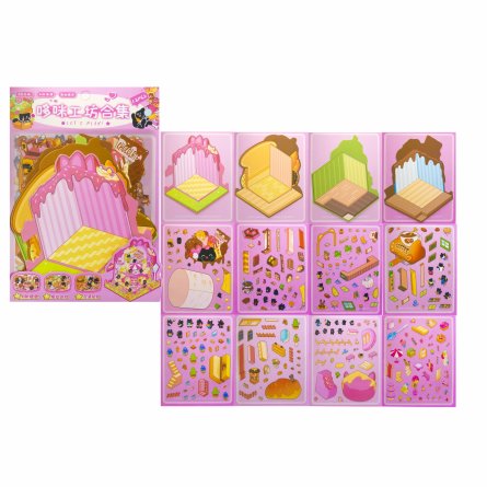 Наклейки для творчества - антистресс, 135*195 мм, "Десерты", MINI, 3D стикеры, 4 локации, 8 листов с наклейками, 10 шт/уп, пакет с европодвесом фото 1