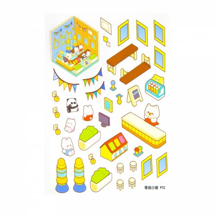 Наклейки для творчества - антистресс блокнот, 140*195 мм, "Медвежата", розовый, MINI, 3D стикеры, 20 комнат, в комплекте пинцет, пакет с европодвесом фото 14