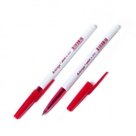 Ручка шариковая Alingar "Point", 0,7 мм, красная, круглый, белый, пластиковый корпус, картонная упаковка фото 1