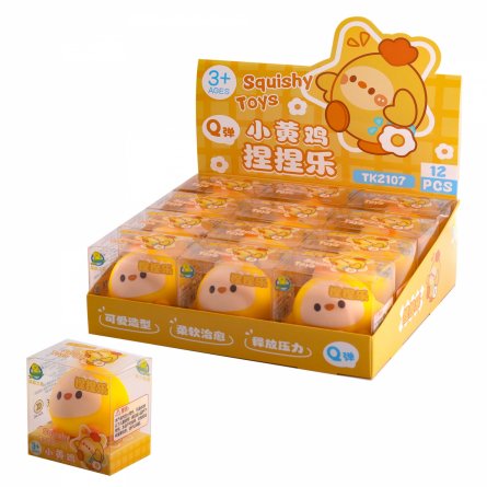 Мялка-антистресс "Цыплёнок",  индивидуальная упаковка, 12 шт. в картонной упаковке фото 2