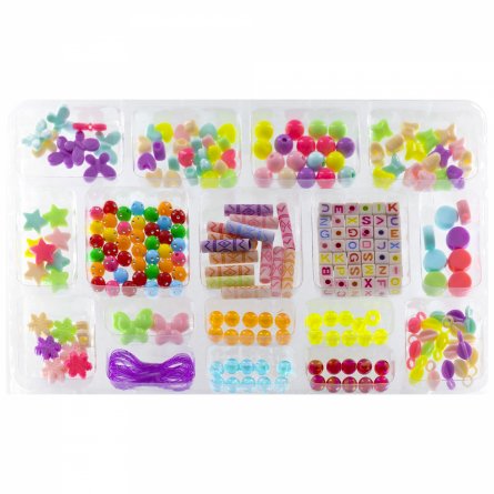 Набор для создания украшений-бусины Alingar, 295х225х35мм, "Beads design 2", 12 вид. бус., подвес., 2х1,2 м леска, карт. уп. фото 3