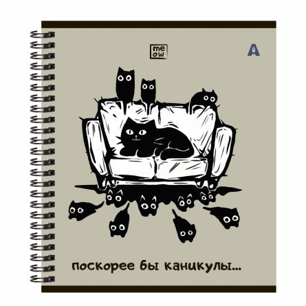 Тетрадь 48л, А5, клетка, Alingar "Котики", гребень,мелованный картон (стандарт) Soft touch,  блок офсет, 5 дизайнов в пленке т/у фото 6