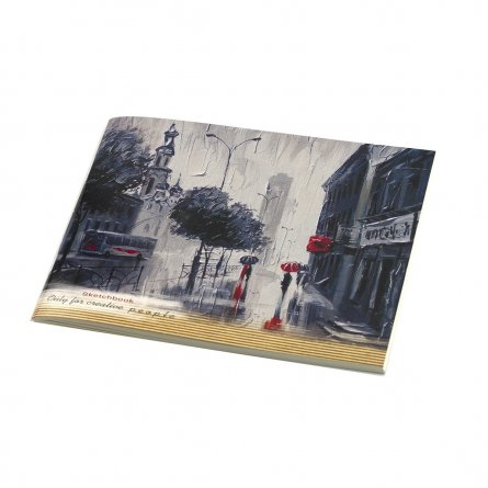 Скетчбук А5 40л., "Дождь", 100 г/м2, Проф-Пресс, скрепка, мелованный картон, жёсткая подложка, белый офсет фото 2