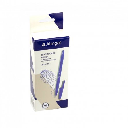 Ручка шариковая на масляной основе Alingar, 0,7 мм, синяя, игольчатый наконечник, резиновый грип, шестигранный, синий, пластиковый корпус, картон.уп. фото 3