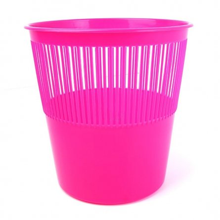 Корзина для бумаг Alingar,12 л, сетчатая, круглая, пластик, розовая флуоресцентная фото 1
