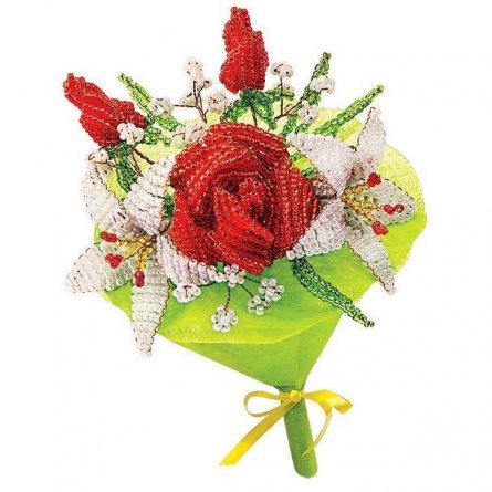 Набор для творчества, Клевер, 195х135,5х38 мм. букет из бисера,  картонная упаковка, "Розы и лилии" фото 1