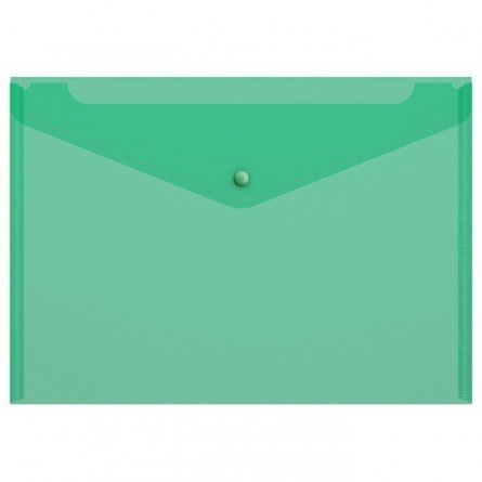 Папка-конверт на кнопке Канцфайл, A4, 180 мкм зеленая, "New Design" фото 1