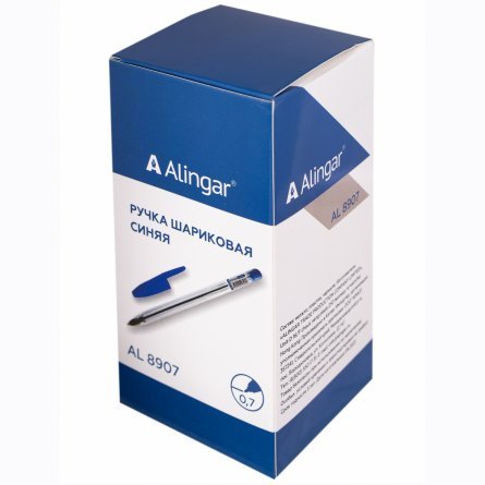 Ручка шариковая Alingar, 0,7 мм, синяя, шестигранный, прозрачный, пластиковый корпус, картонная упаковка фото 6