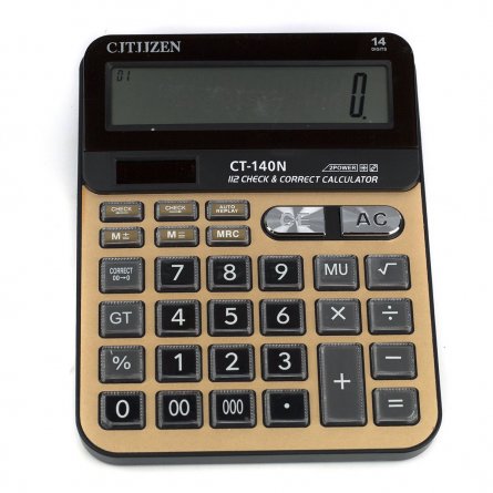 Калькулятор Alingar 12 разрядов, двойное питание, черный/золото, батарея в комплекте, "DM-9812" фото 2