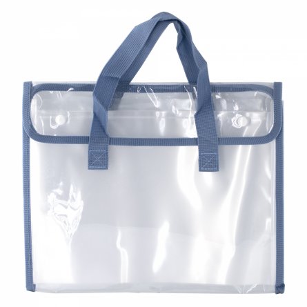 Папка-картотека с ручками Alingar, A4, 260х330 мм, 470 мкм, горизонтальная, на кнопках, 13 отделений, прозрачная, глянец, синий цвет фото 1