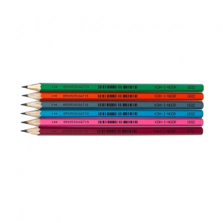 Карандаш ч/г Koh-I-Noor, HB, дерево, без ластика, шестигранный, заточенный, цвет корпуса ассорти, (12 шт/уп), картонная упаковка фото 2