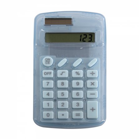 Калькулятор Alingar 8 разрядов, 110*70*10 мм, двойное питание, голубой, батарея в комплекте, европодвес фото 1