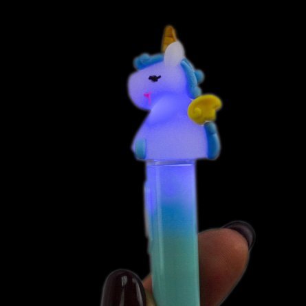 Ручка гелевая Alingar "Единорожка", с подсветкой, 0,5 мм, синяя, игольчатый наконечник, цветной пластиковый корпус фото 4