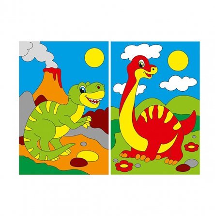 Картина по номерам Рыжий кот, 10,2х15,2 см, холст-мини, "Веселые динозавры" фото 1
