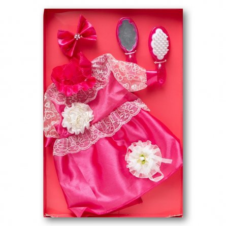 Набор одежды для куклы 45 см, текстиль (платье, зеркальце, расческа, бантик) фото 2