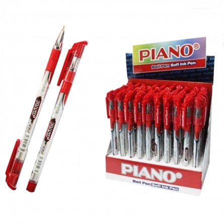 Ручка шариковая "PIANO", 0,7 мм, красная, игольчатый наконечник, резиновый грип, круглый, матовый, пластиковый корпус, картонная упаковка фото 1