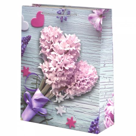 Пакет подарочный бумажный Alingar, (М) 18х24х8,5 см, вертикальный, "Нежные букеты". мат. ламинация, ассорти фото 3