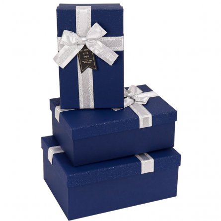 Набор подарочных прямоугольных  коробок 3 в1 Миленд, 16*27*9 - 12*19*6 см, "Синева" фото 1
