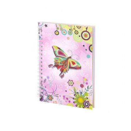 Подарочный блокнот в футляре, 13 см * 18 см, гребень, Alingar, мел.картон, ручка, линия, 45 л., "Нежные бабочки", розовый фото 2