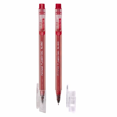 Ручка гелевая Alingar, "Jumbo GeL", 0,5 мм, красная, игольчатый наконечник, трехгранный, прозрачный, пластик. корпус, 12 шт/уп, карт. уп., европод фото 2