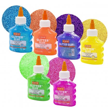 Клей глиттер с блестками Yalong, "Сияние", 6 цветов, 100 мл, дозатор, картонный бокс фото 2