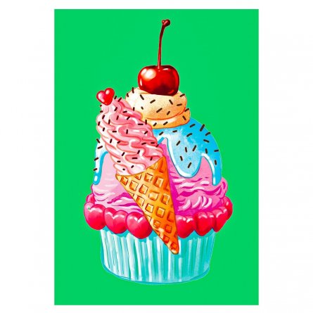 Картина по номерам Рыжий кот, 22х30 см, с акриловыми красками, холст, "Вкусное пирожное" фото 1
