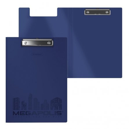Папка-планшет пластиковая ErichKrause A4, синий, "Megapolis" фото 1
