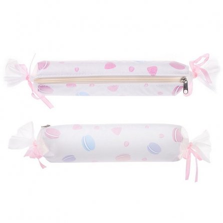 Пенал - косметичка Alingar, ПВХ, молния, 210 х 60 х 40 мм, "Конфетка-3", бежевый (макарунсы) фото 1