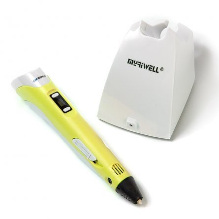 Ручка 3D Myriwell RP200B, пластик PCL/PLA - 3 цвета, желтая, картонная упаковка фото 2