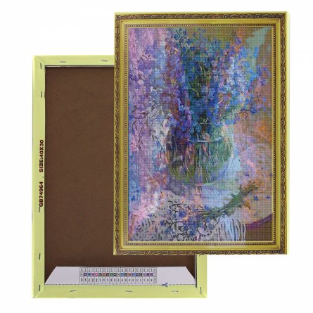 Алмазная мозаика Alingar, на подрамнике, с полным заполнением, (матов.) дизайн рамка, 40х50 см, 26 цветов, "Букет в вазе" фото 4