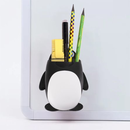 Магнитная подставка для маркерной доски фигурная, Alingar, 11.5 х 9 х 4 см, "Пингвинчик", черный, губка-стиратель, европодвес фото 3