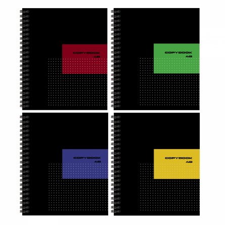 Тетрадь А5 48л., клетка, Alingar, гребень, блок офсет, мелованный картон (стандарт), "Black style", 4 дизайна в пленке т/у фото 1