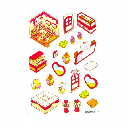 Наклейки для творчества - антистресс блокнот, 140*195 мм, "Медвежата", розовый, MINI, 3D стикеры, 20 комнат, в комплекте пинцет, пакет с европодвесом фото 3